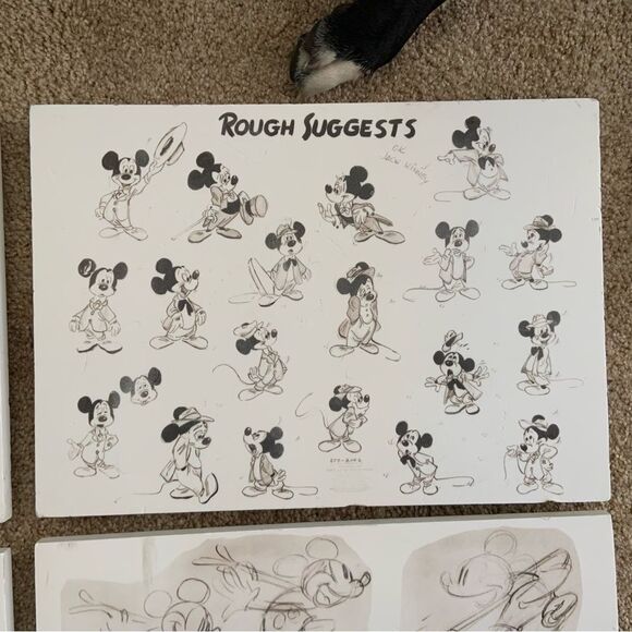 Set of 4 Disney white and black Mickey Mouse Cartoon Drawing prints - Picture 5 of 14
